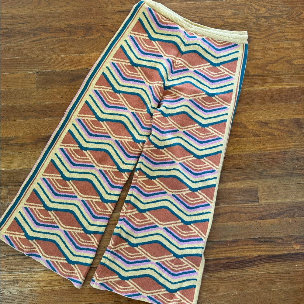 Free People Zeta Tie Waist Sweater Pants Sweatpants - Large - wide leg flare